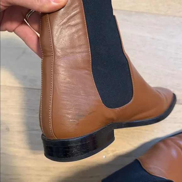 Everlane Brown leather square toe Chelsea Leather boots 7.5 - Picture 4 of 7